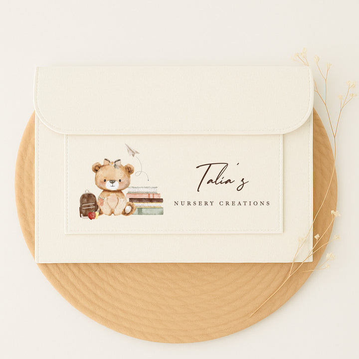 Personalised Girl Teddy Nursery Artwork Folder