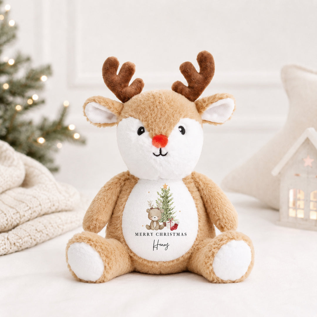 Personalised Bear Reindeer Tree My First Christmas Soft Toy