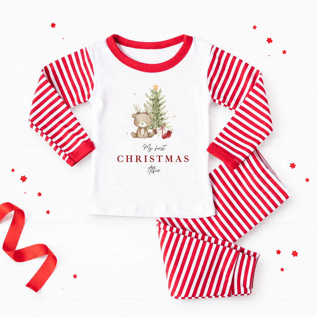 Personalised Bear Reindeer Tree Christmas Pyjamas