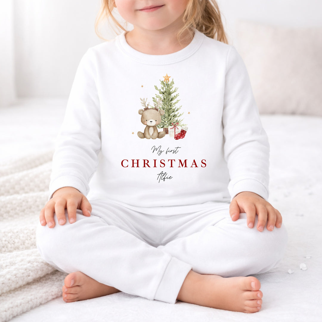 Personalised Bear Reindeer Tree Christmas Pyjamas