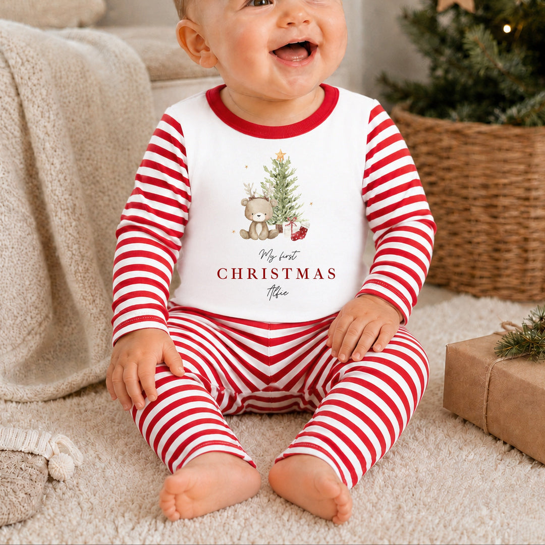 Personalised Bear Reindeer Tree My First Christmas Pyjamas