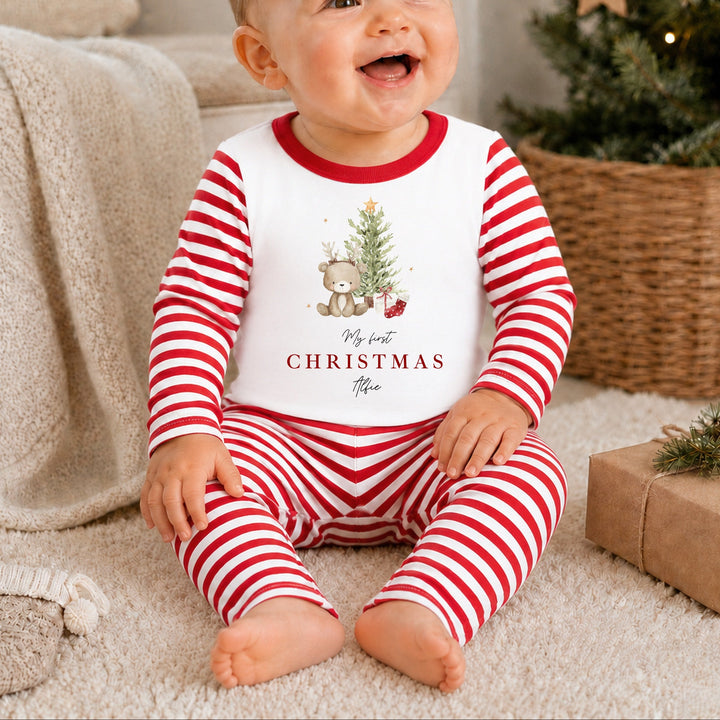 Personalised Bear Reindeer Tree My First Christmas Pyjamas