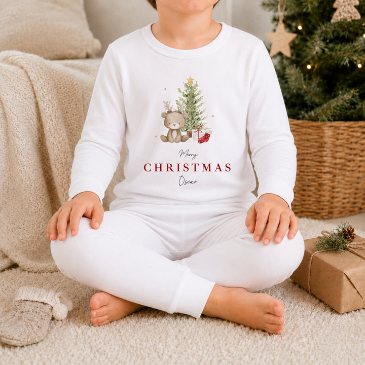 Personalised Bear Reindeer Tree Christmas Pyjamas