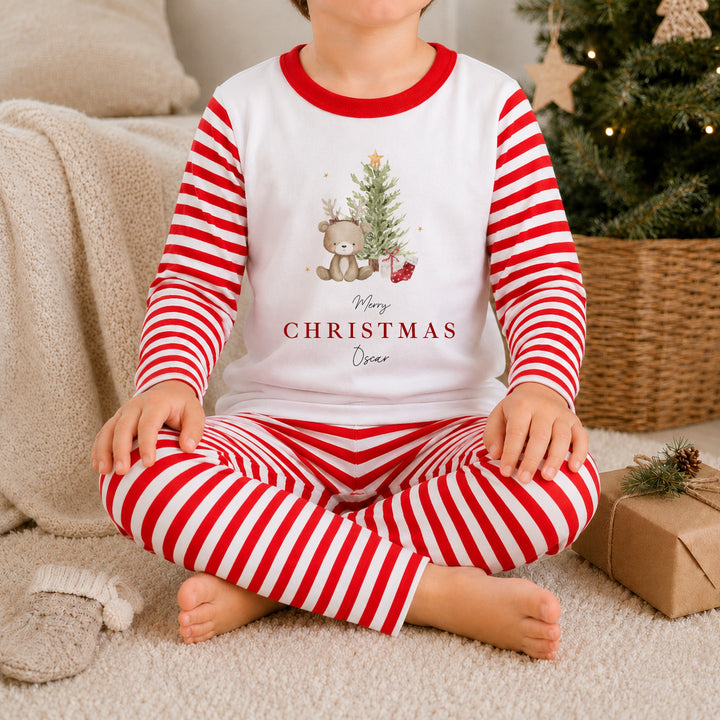 Personalised Bear Reindeer Tree Christmas Pyjamas