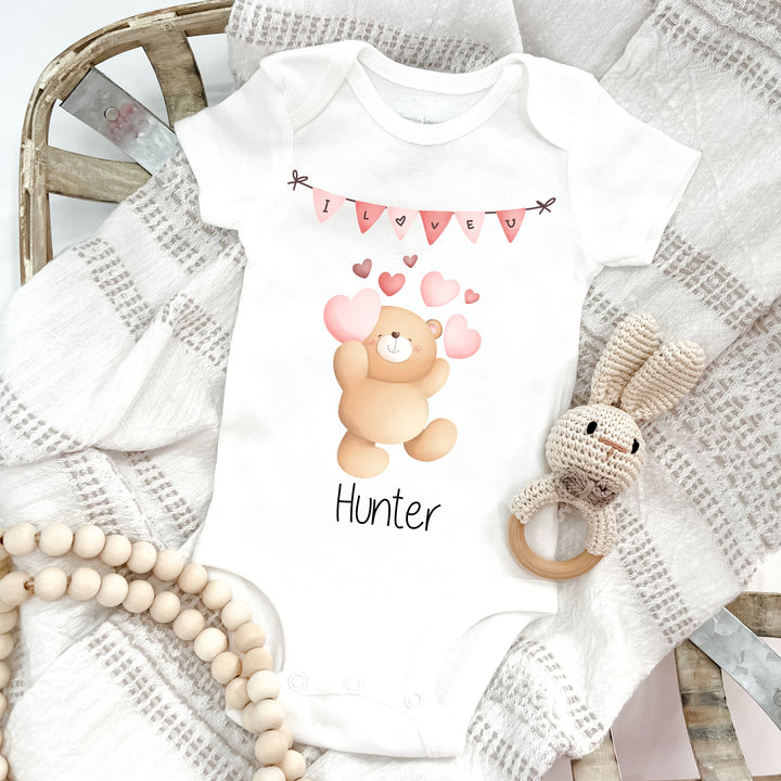 Personalised Valentines Bear Babygrow/Vest