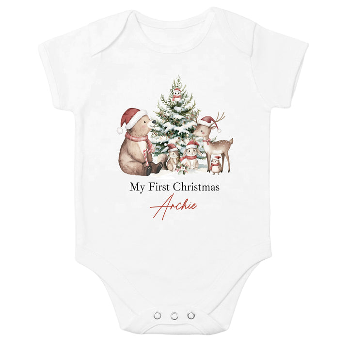 Personalised Woodlands Bear My First Christmas Gift Set
