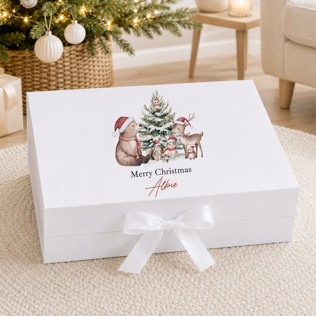 Personalised Woodlands Bear My First Christmas Eve Box