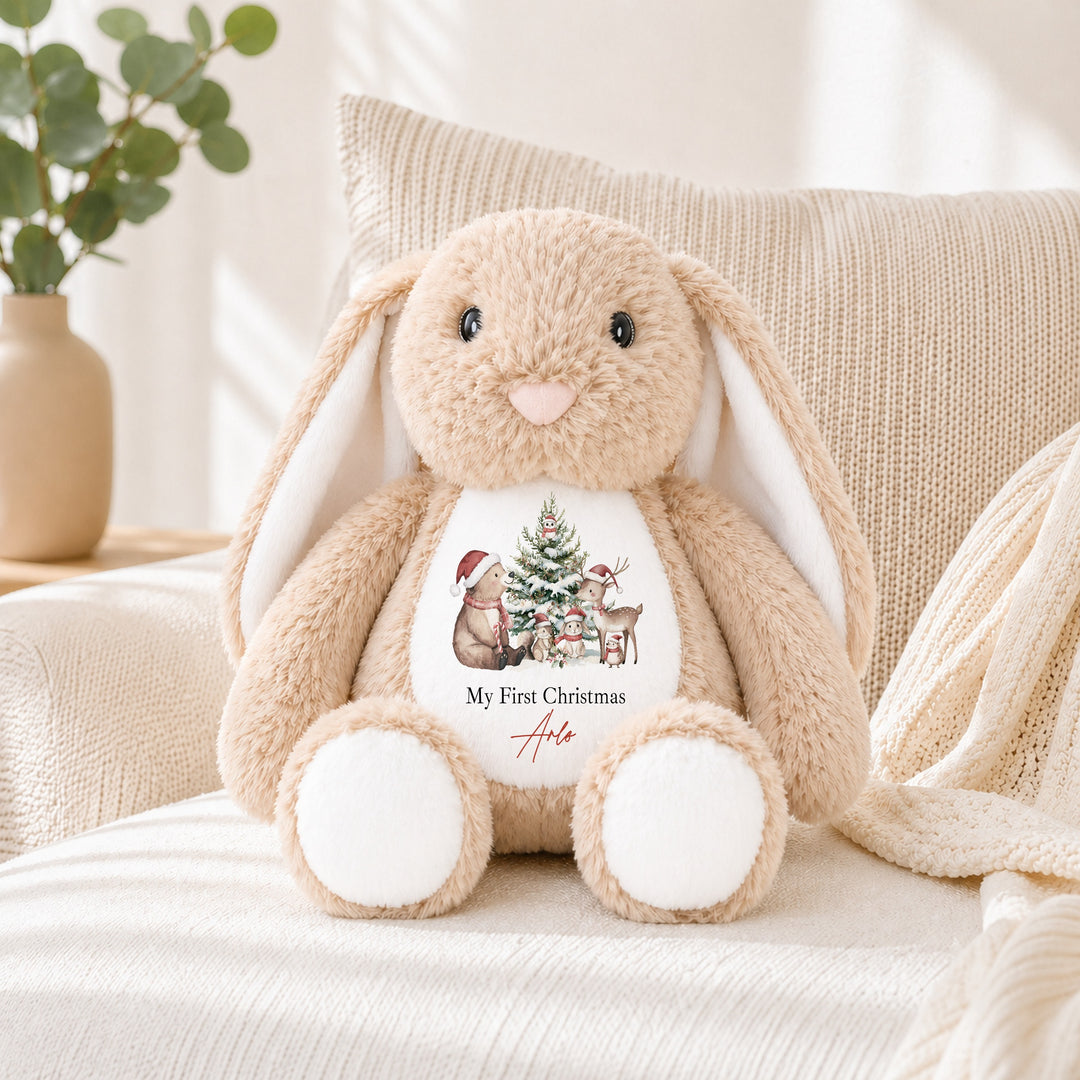 Personalised Woodland Bear My First Christmas Soft Toy