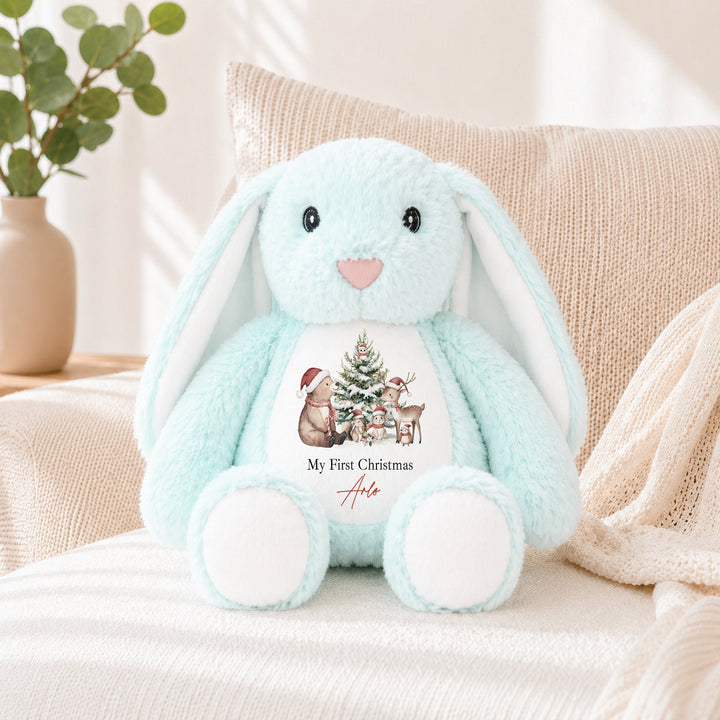 Personalised Woodland Bear My First Christmas Soft Toy