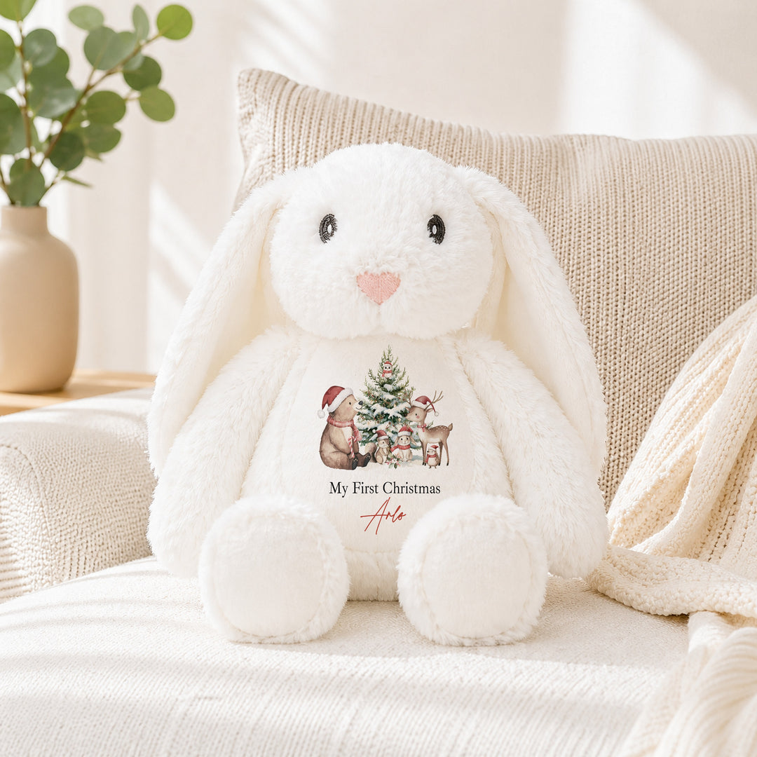 Personalised Woodland Bear My First Christmas Soft Toy