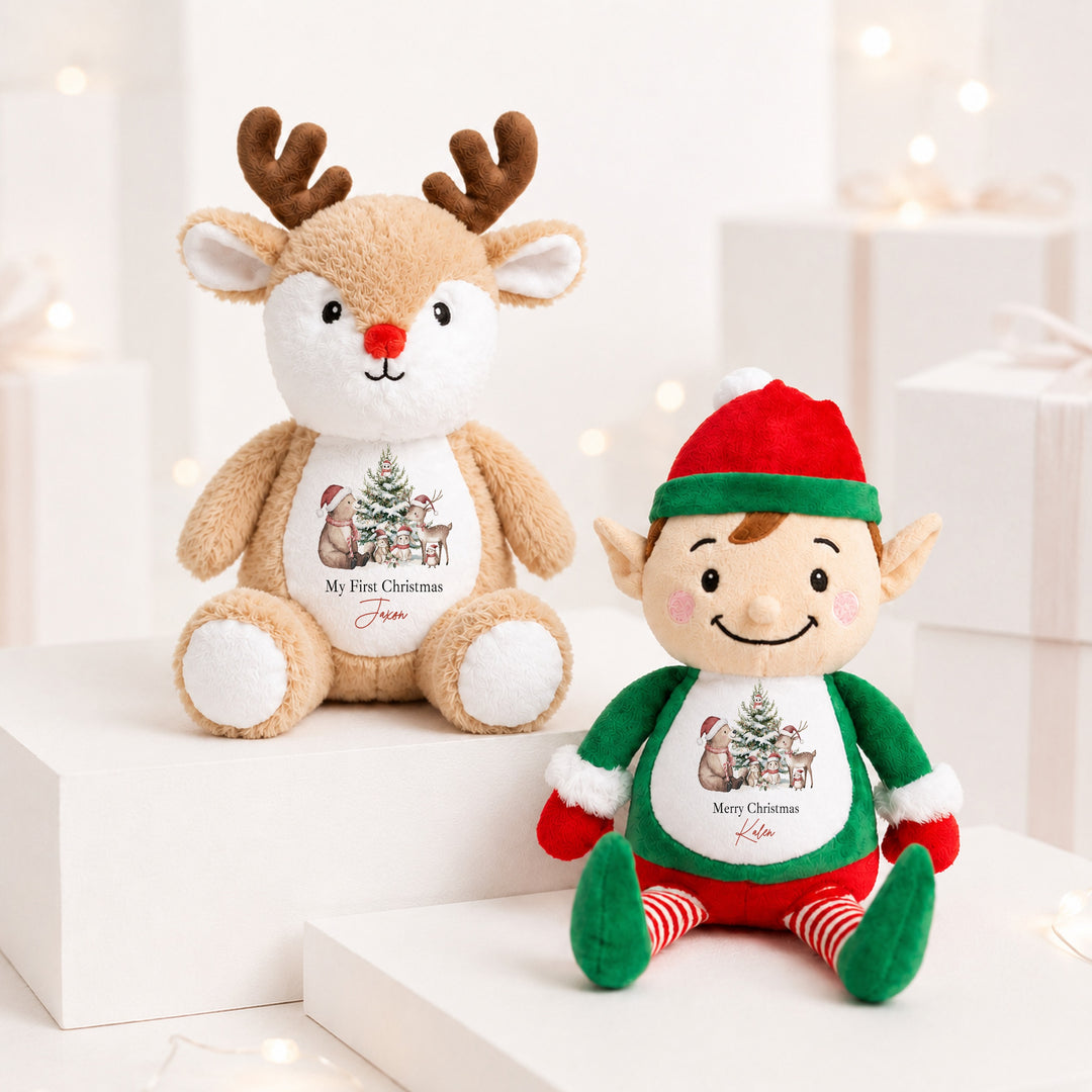 Personalised Woodland Bear My First Christmas Soft Toy