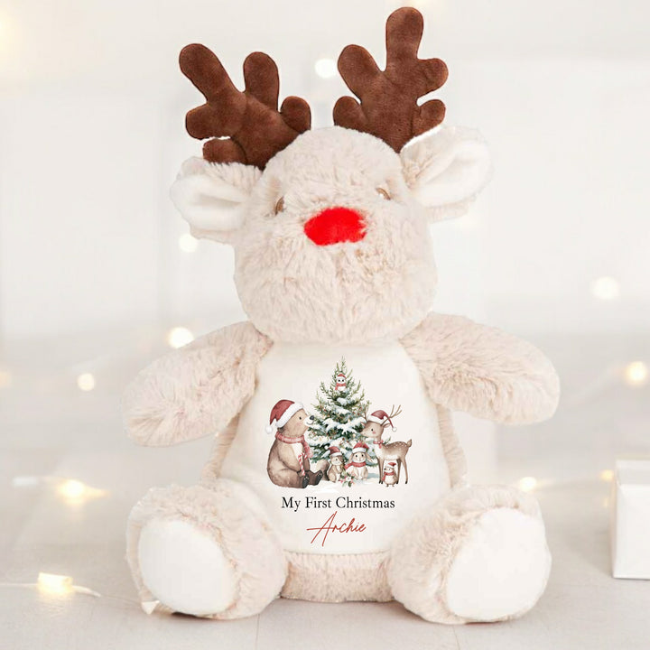 Personalised Woodland Bear Christmas Reindeer/Penguin/Bunny