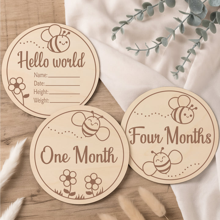 Bees Baby Milestone Wooden Plaque Set