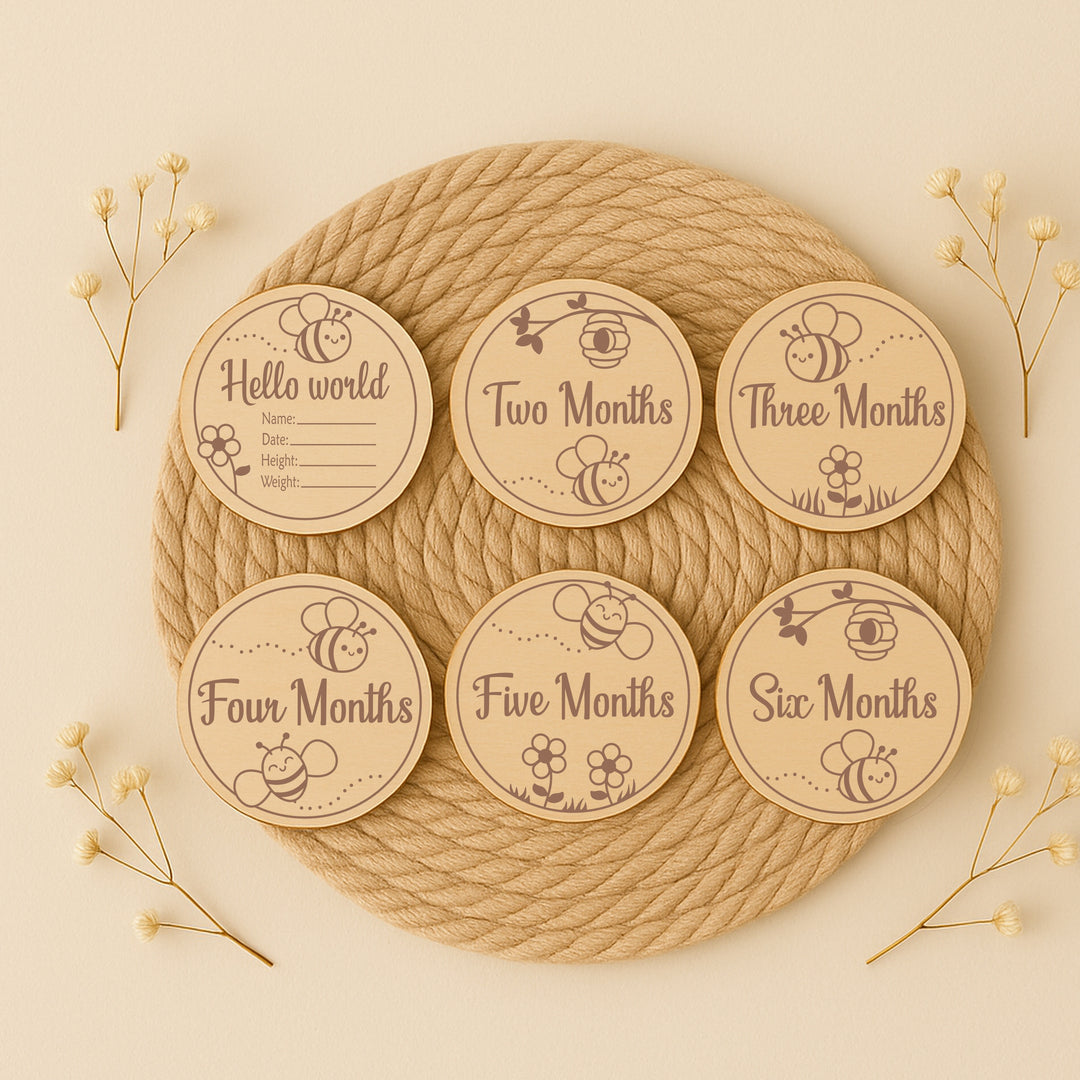 Bees Baby Milestone Wooden Plaque Set