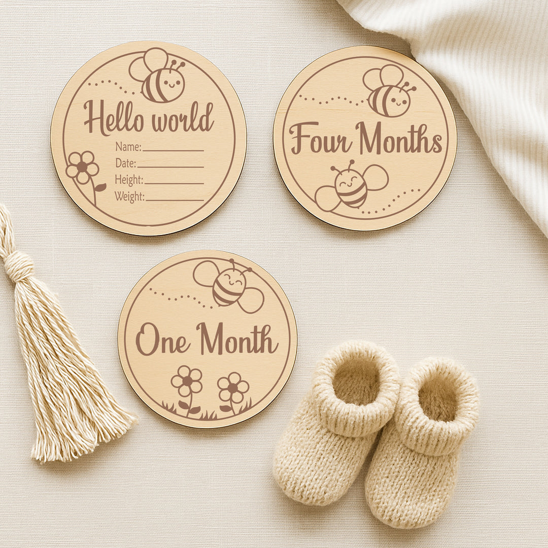 Bees Baby Milestone Wooden Plaque Set