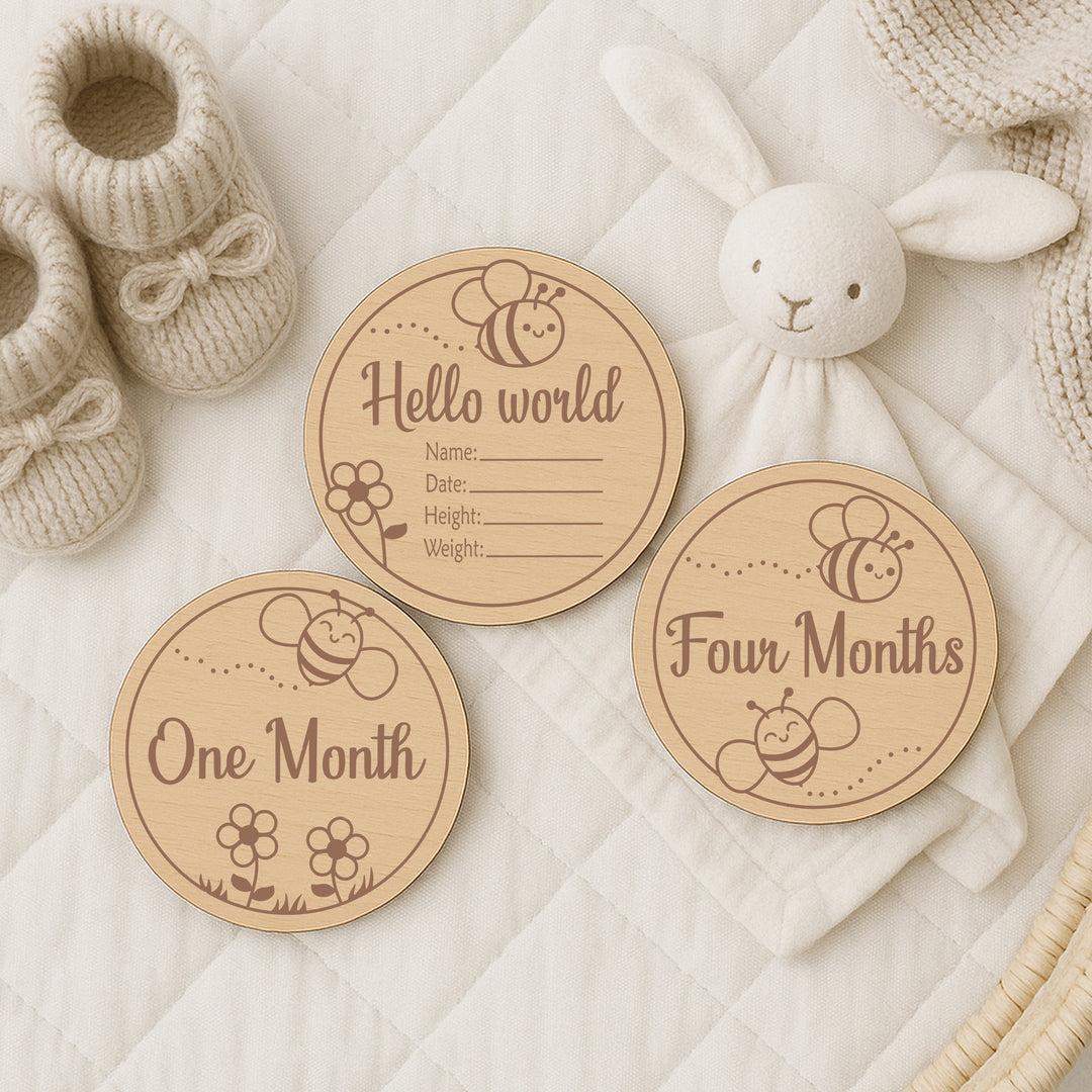 Bees Baby Milestone Wooden Plaque Set