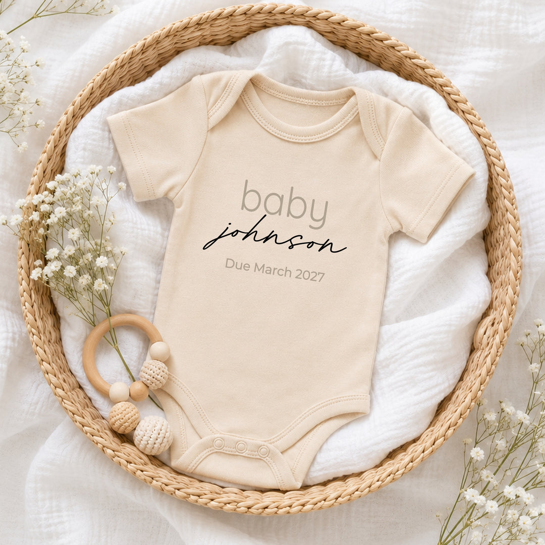 Personalised Script Baby Announcement Vest