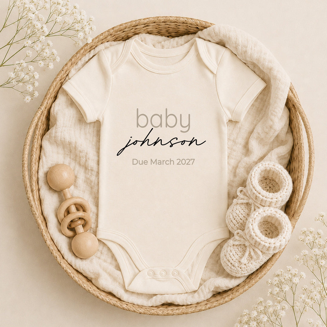 Personalised Script Baby Announcement Vest