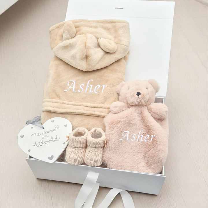 Unisex Beige Dressing Gown & Comforter Personalised Gift Hamper Set