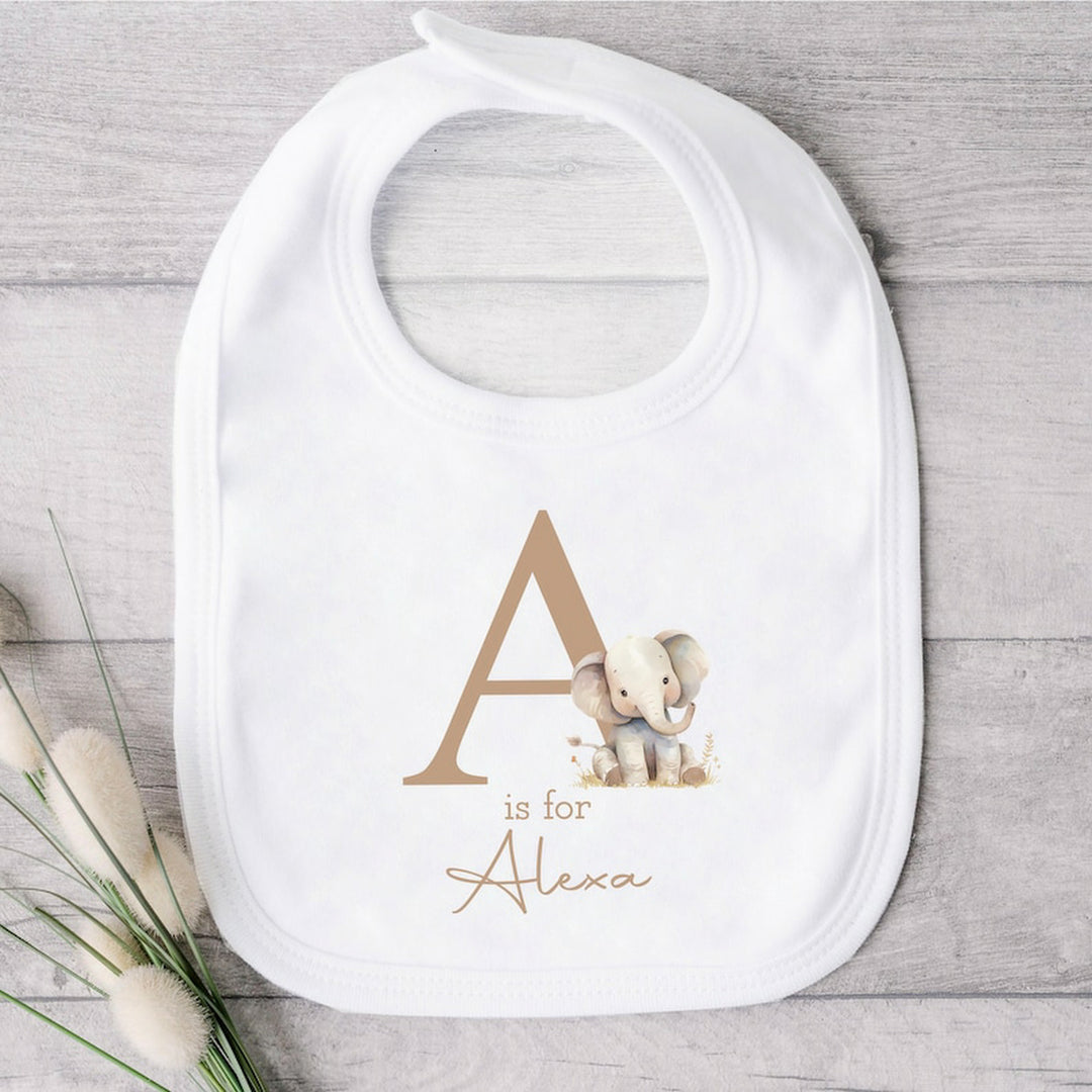 Personalised Elephant Initial Babygrow/Vest/Bib