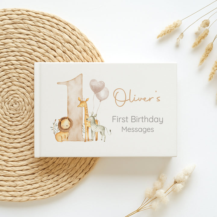 Personalised Beige Safari Birthday Party Guest Book