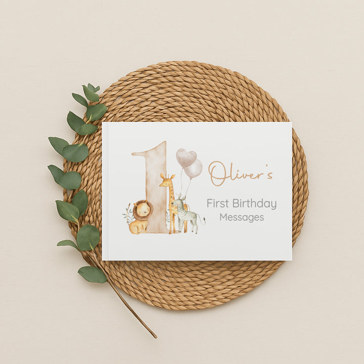 Personalised Beige Safari Birthday Party Guest Book
