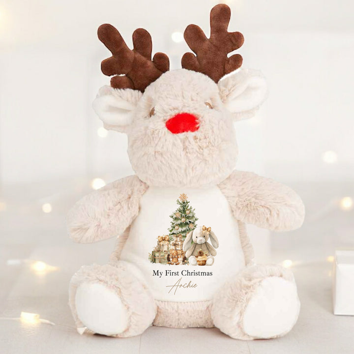 Personalised Beige Bunny Christmas Reindeer/Penguin/Bunny