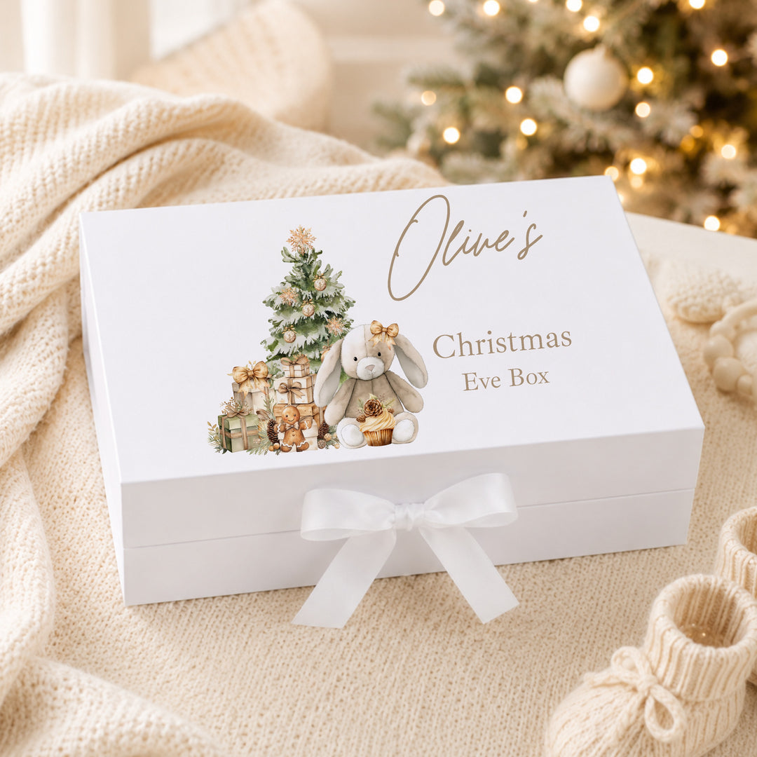 Personalised Beige Bunny Christmas Eve Box