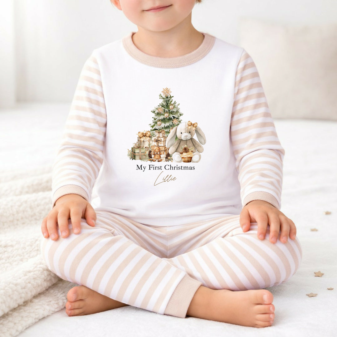 Personalised Beige Rabbit My First Christmas Pyjamas