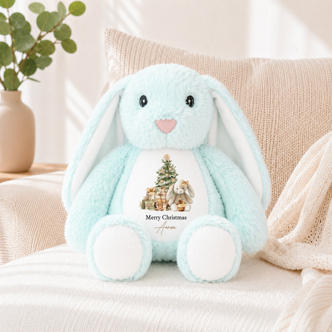Personalised Beige Bunny My First Christmas Soft Toy