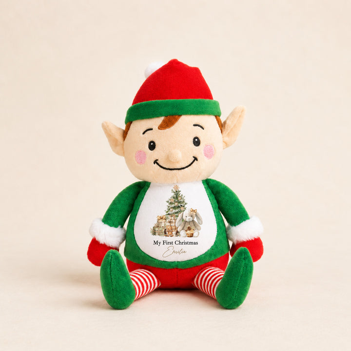 Personalised Beige Bunny My First Christmas Soft Toy