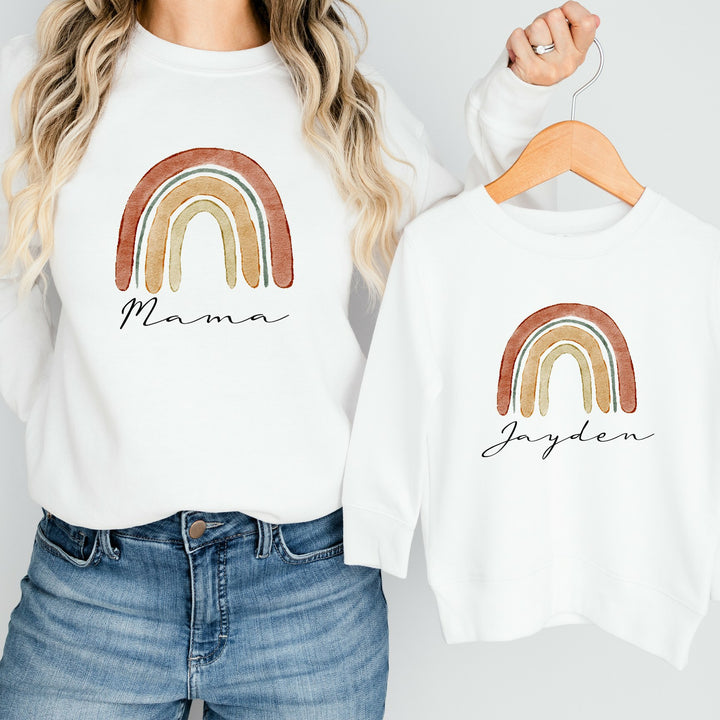 Personalised Beige Rainbow Matching Mum & Child Outfits