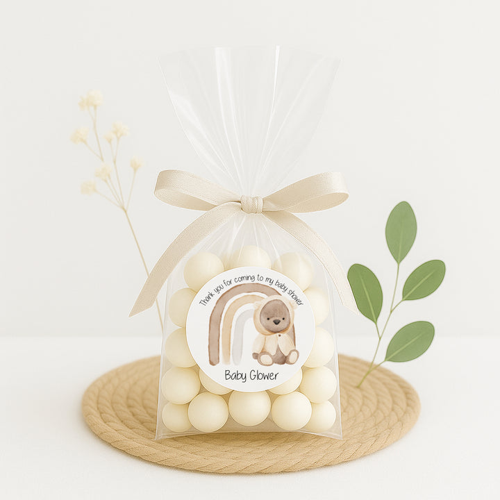 Personalised Beige Rainbow Baby Shower Stickers