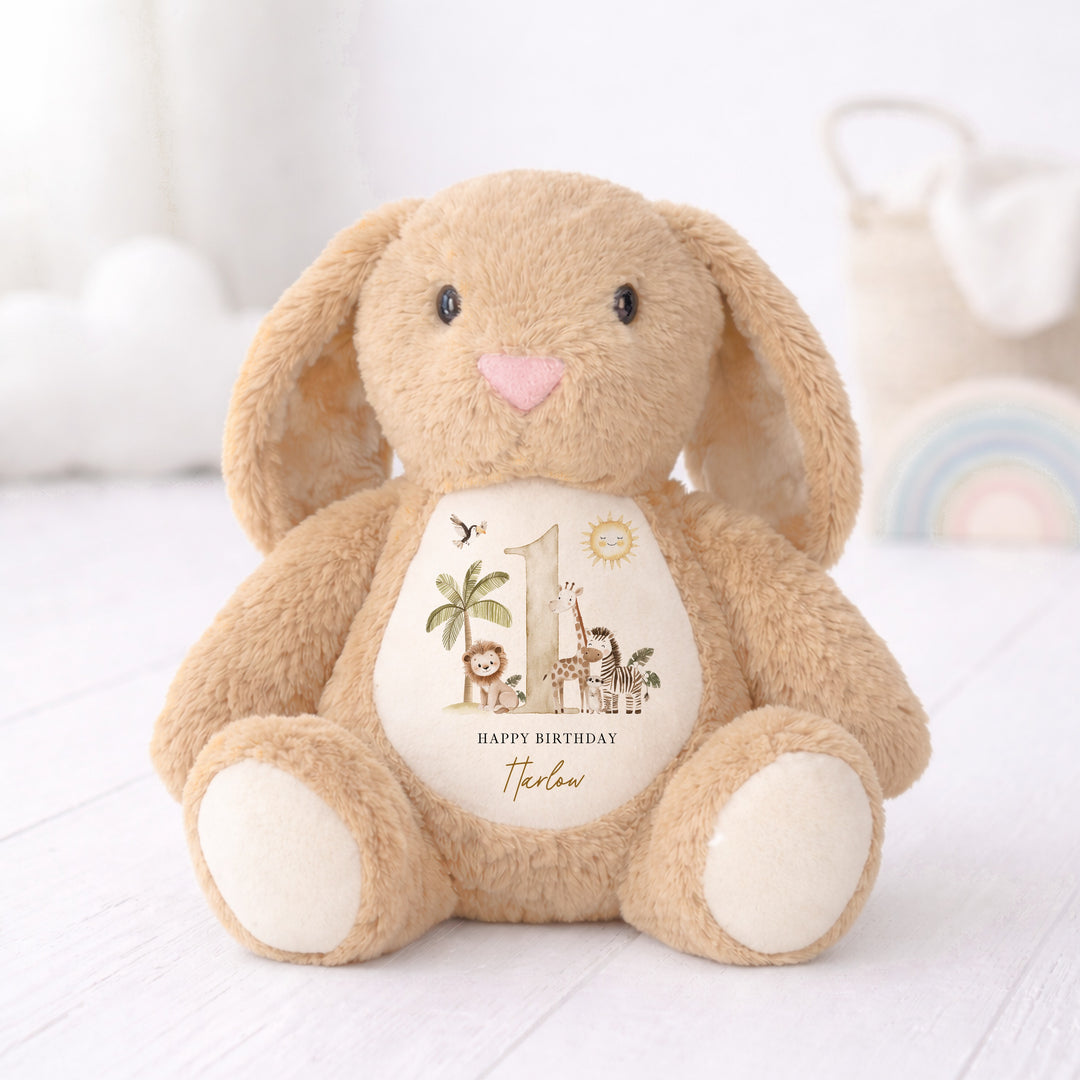 Personalised Beige Safari First Birthday Teddy