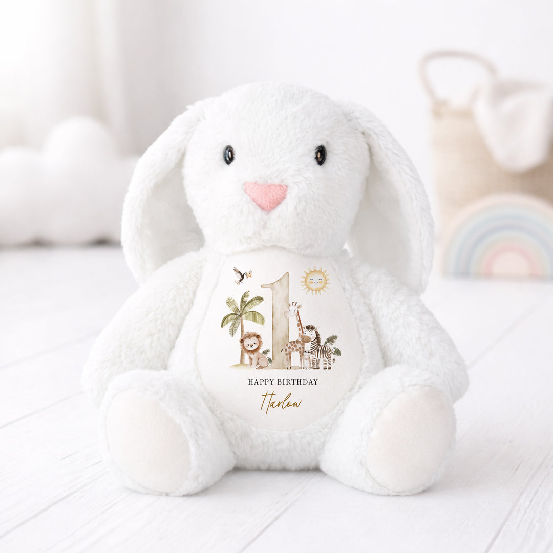 Personalised Beige Safari First Birthday Teddy
