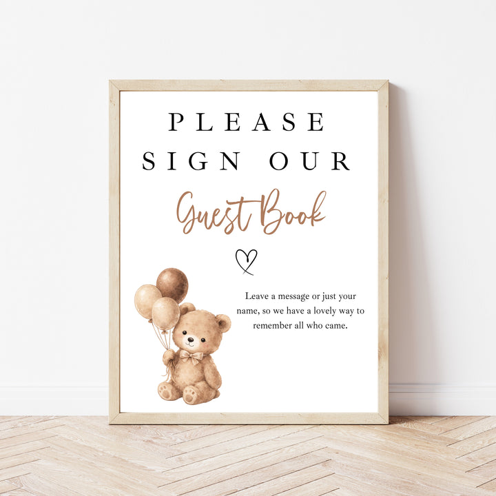 Personalised Beige Teddy Bear First Birthday Guest Book
