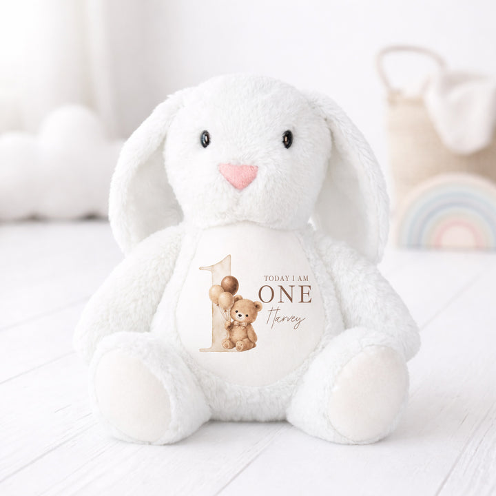 Personalised Beige Teddy Bear First Birthday Teddy