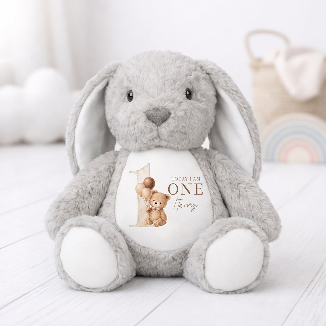 Personalised Beige Teddy Bear First Birthday Teddy