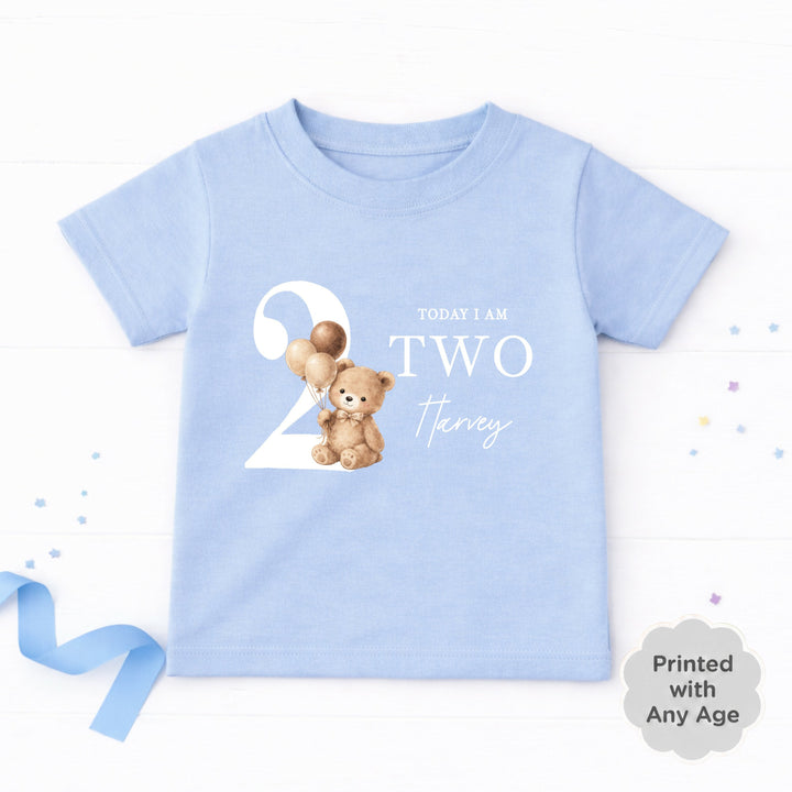 Personalised Beige Teddy Bear Any Age Birthday T-Shirt
