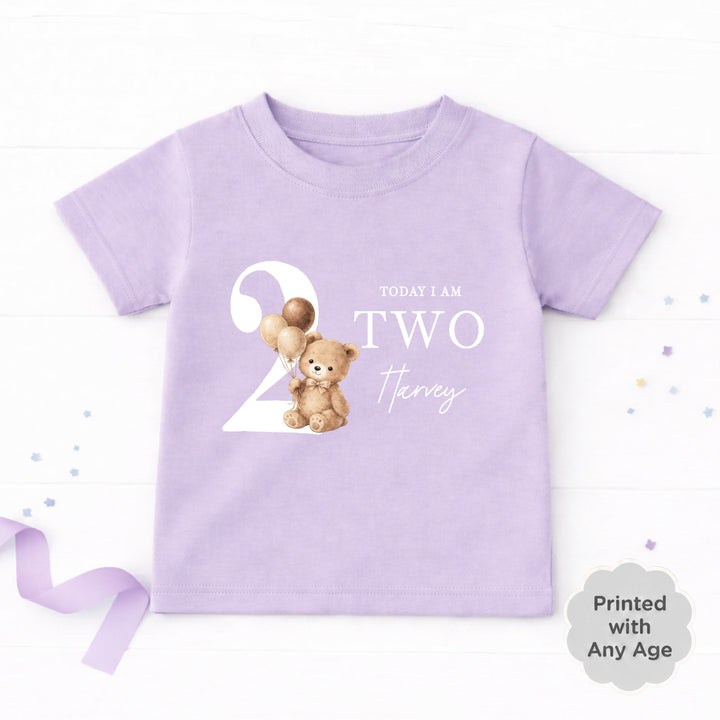 Personalised Beige Teddy Bear Any Age Birthday T-Shirt