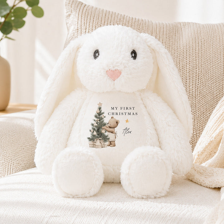 Personalised Beige Bear Tree My First Christmas Soft Toy
