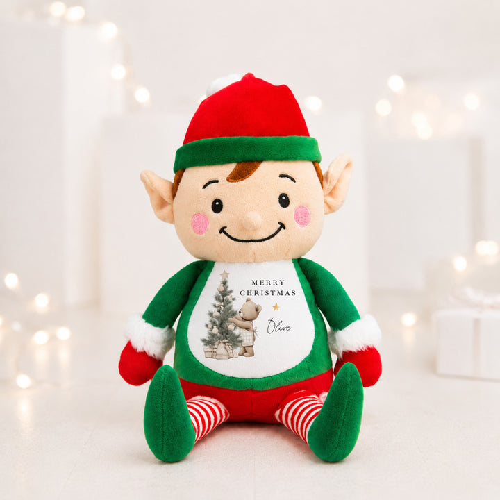 Personalised Beige Bear Tree My First Christmas Soft Toy