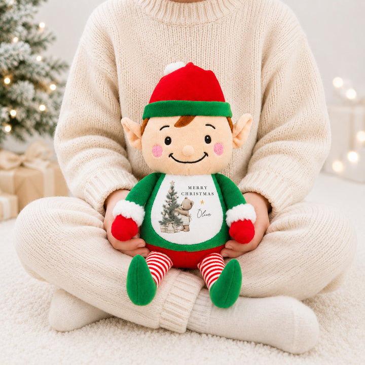 Personalised Beige Bear Tree My First Christmas Soft Toy