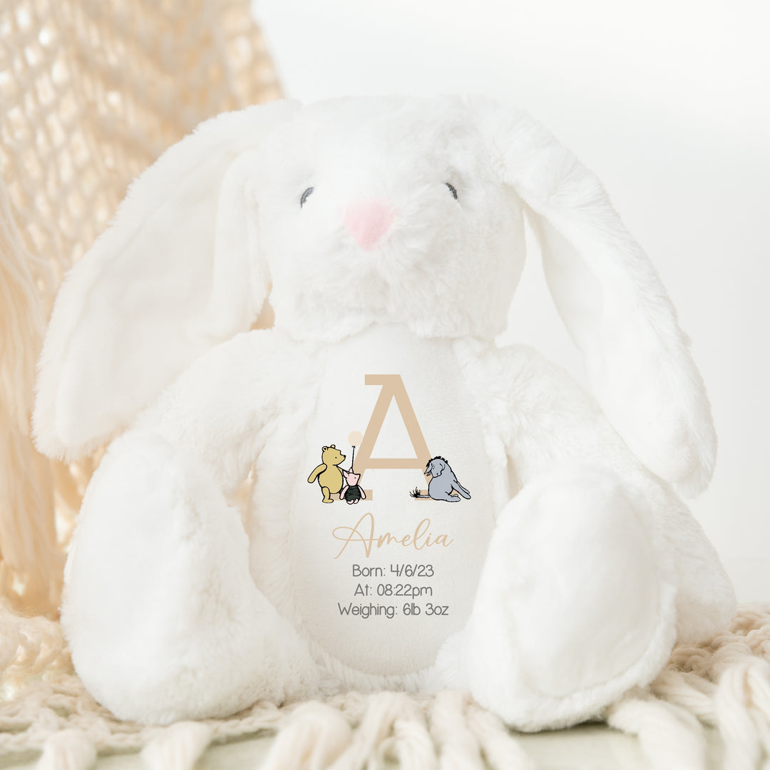 Personalised Beige Pooh Bear Birth Announcement Teddy