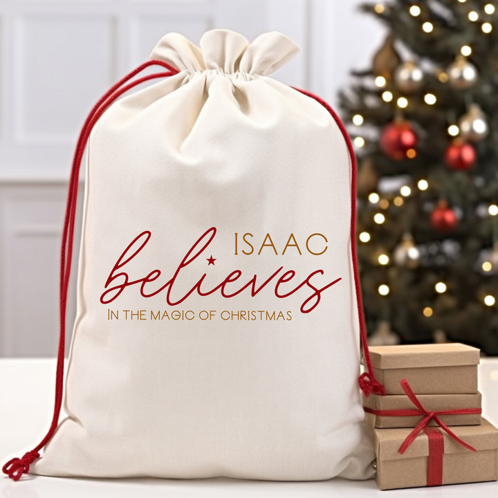 Personalised Name Believes Santa Sack