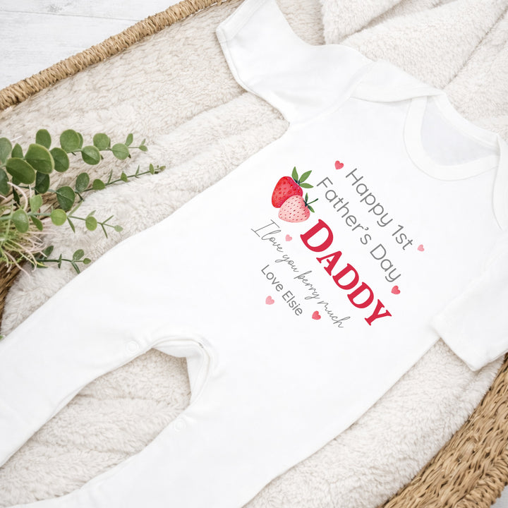 Personalised Our Berry First Father's Day Baby Grow Or Vest