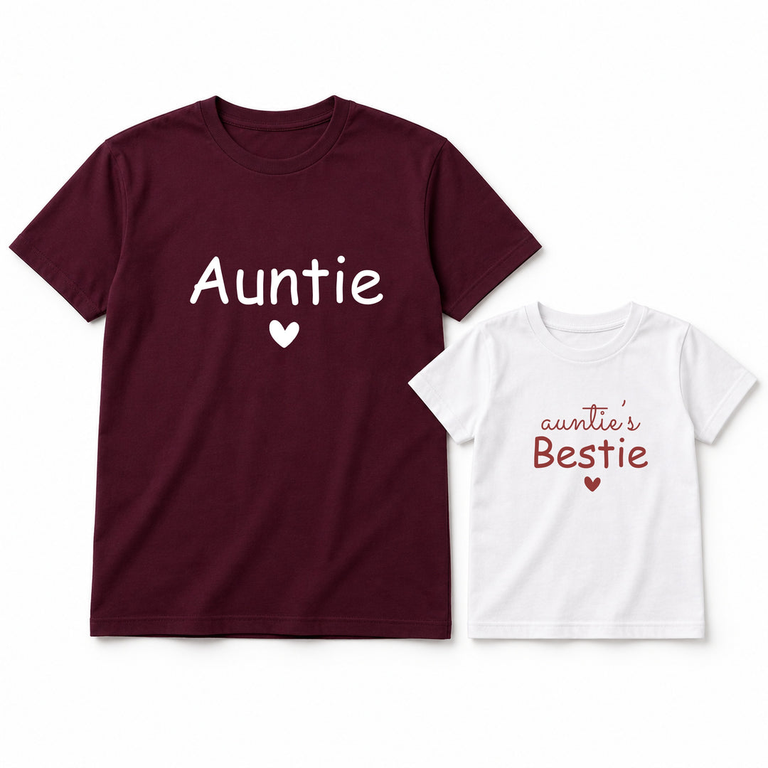 Maroon Heart Aunties Bestie Matching Outfits