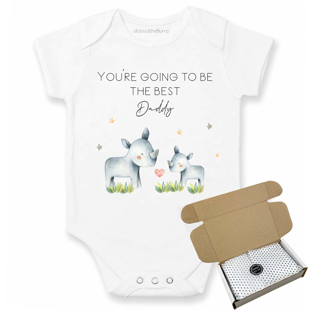 This baby announcement vest can be brought in a box lined with tissue paper