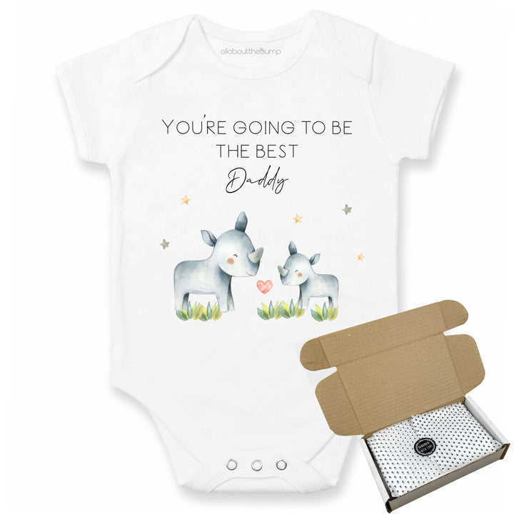 This baby announcement vest can be brought in a box lined with tissue paper