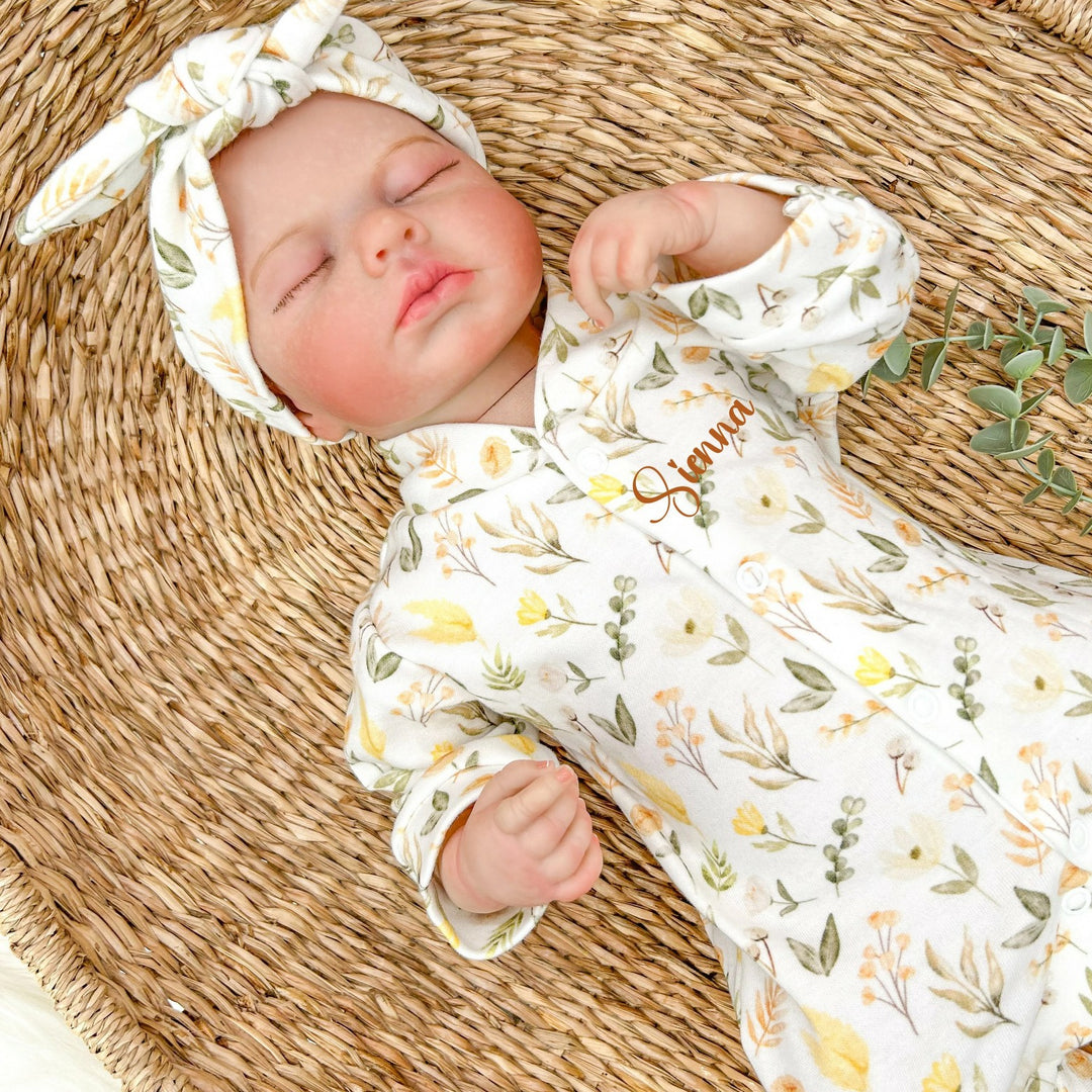 Personalised Spring Floral Babygrow with optional Hat, Headband & Bib